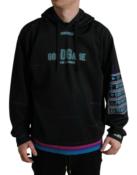 Dolce & Gabbana Black Logo Print Hooded Sweatshirt Sweater Dolce & Gabbana Black Logo Print Hooded Sweatshirt Sweater