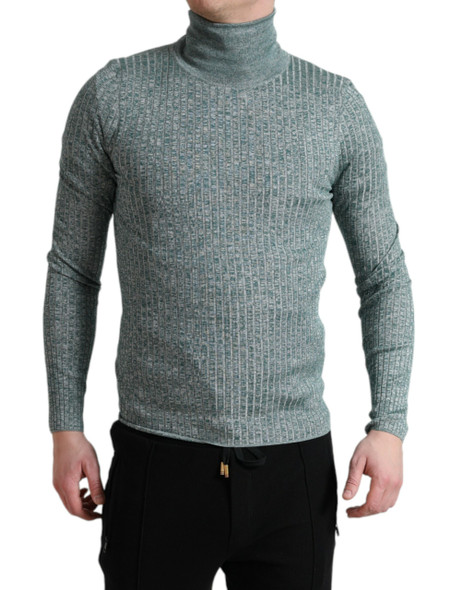 Green Polyester Turtleneck Pullover Sweater Green Polyester Turtleneck Pullover Sweater
