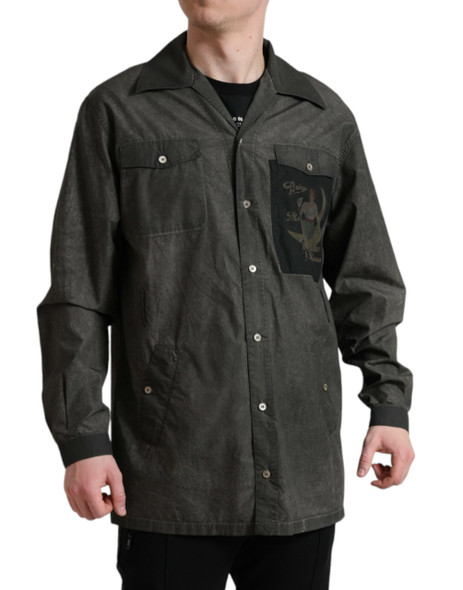 Dark Gray Cotton Collared Long Sleeves Shirt Dark Gray Cotton Collared Long Sleeves Shirt