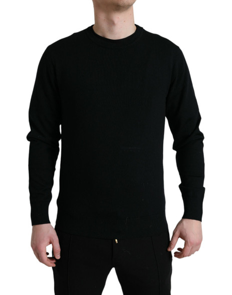 Black Wool Round Neck Pullover Sweater Black Wool Round Neck Pullover Sweater