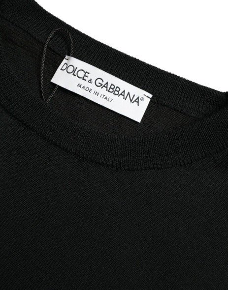 Black Wool Round Neck Pullover Sweater Black Wool Round Neck Pullover Sweater