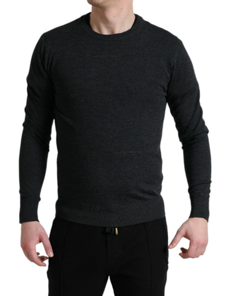 Gray Wool Round Neck Pullover Sweater Gray Wool Round Neck Pullover Sweater