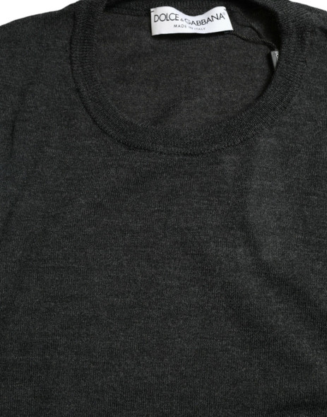Gray Wool Round Neck Pullover Sweater Gray Wool Round Neck Pullover Sweater