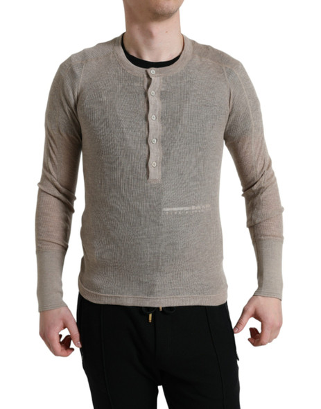 Henley Pullover Beige Cashmere Sweater Henley Pullover Beige Cashmere Sweater