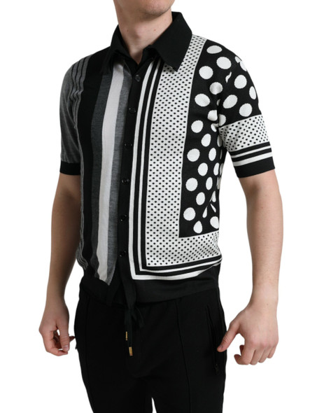 Dolce & Gabbana Black White Jumper Cardigan Polo Sweater Dolce & Gabbana Black White Jumper Cardigan Polo Sweater