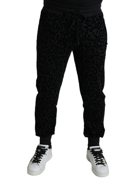 Black Leopard Cotton Slim Fit Jogger Pants Black Leopard Cotton Slim Fit Jogger Pants