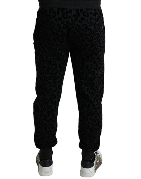 Dolce & Gabbana Black Leopard Cotton Slim Fit Jogger Pants Dolce & Gabbana Black Leopard Cotton Slim Fit Jogger Pants