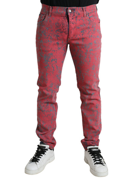 Dolce & Gabbana Red Cotton Dye Slim Fit Men Denim Jeans Dolce & Gabbana Red Cotton Dye Slim Fit Men Denim Jeans