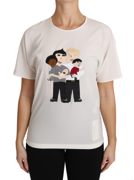 Dolce & Gabbana White Silk Stretch #dgfamily T-shirt Dolce & Gabbana White Silk Stretch #dgfamily T-shirt