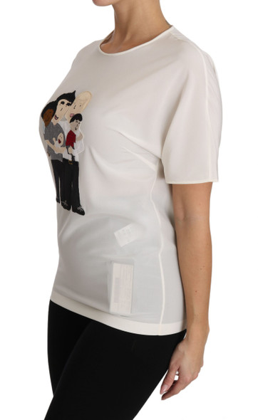 Dolce & Gabbana White Silk Stretch #dgfamily T-shirt Dolce & Gabbana White Silk Stretch #dgfamily T-shirt