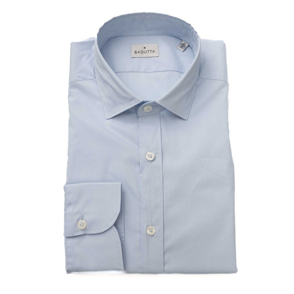 Bagutta Light Blue Cotton Men Shirt BA-23933 Bagutta Light Blue Cotton Men Shirt BA-23933