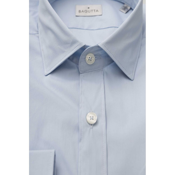 Bagutta Light Blue Cotton Men Shirt BA-23933 Bagutta Light Blue Cotton Men Shirt BA-23933