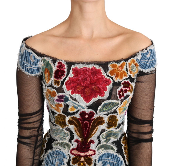 Dolce & Gabbana Black Floral Ricamo Top T-shirt Blouse Dolce & Gabbana Black Floral Ricamo Top T-shirt Blouse