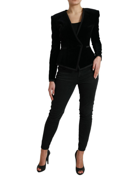 Black Velvet Cotton Double Breasted Jacket Black Velvet Cotton Double Breasted Jacket