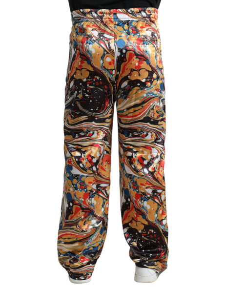 Multicolor Marble Print Satin Pants Multicolor Marble Print Satin Pants