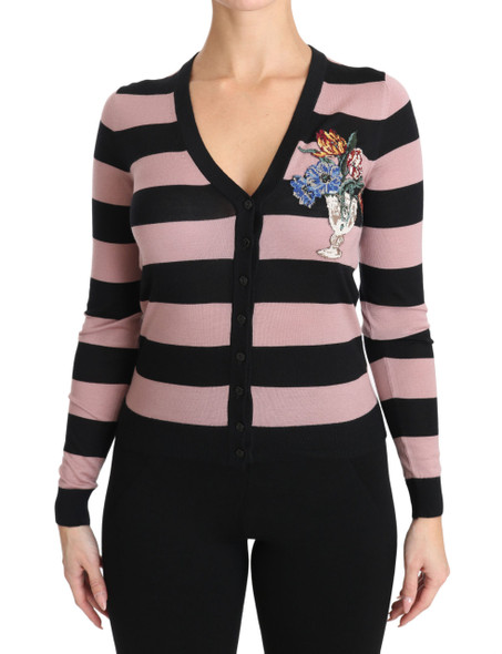 Dolce & Gabbana Pink Floral Cashmere Cardigan Sweater Dolce & Gabbana Pink Floral Cashmere Cardigan Sweater