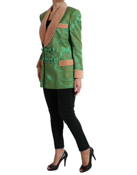 Green Floral Double Breasted Coat Jacket Green Floral Double Breasted Coat Jacket