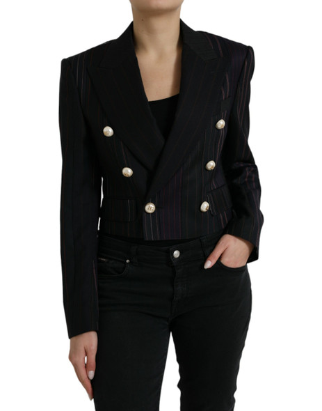 Dolce & Gabbana Black Striped SICILIA Double Breasted Jacket Dolce & Gabbana Black Striped SICILIA Double Breasted Jacket