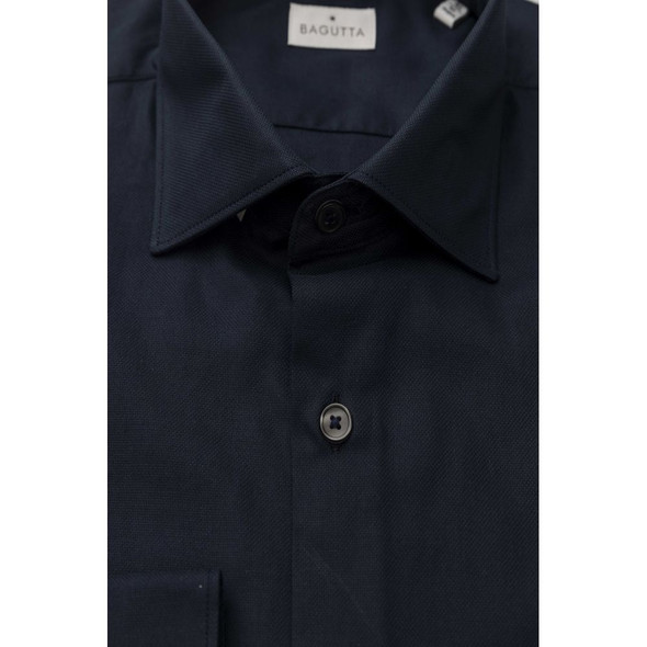 Bagutta Blue Cotton Men Shirt Bagutta Blue Cotton Men Shirt