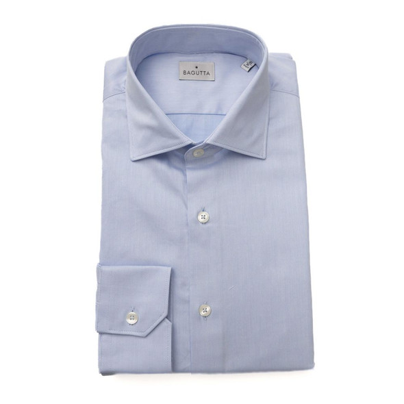Bagutta Light Blue Cotton Men Shirt BA-23950 Bagutta Light Blue Cotton Men Shirt BA-23950