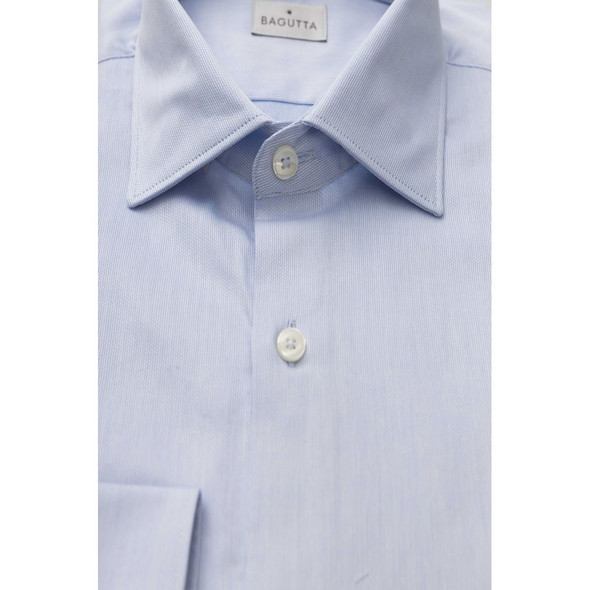 Bagutta Light Blue Cotton Men Shirt BA-23950 Bagutta Light Blue Cotton Men Shirt BA-23950