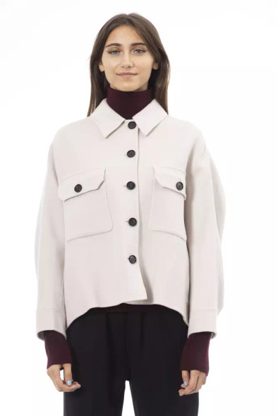 Elegant White Wool Blazer Jacket Elegant White Wool Blazer Jacket