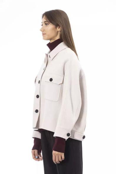 Elegant White Wool Blazer Jacket Elegant White Wool Blazer Jacket
