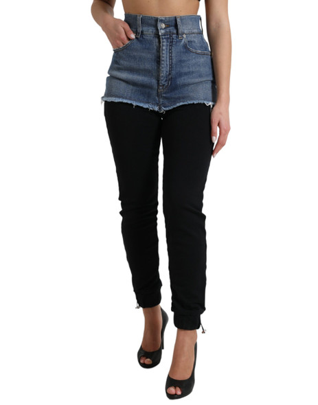 Dolce & Gabbana Black Blue Cotton High Waist PRETTY Denim Pants Dolce & Gabbana Black Blue Cotton High Waist PRETTY Denim Pants