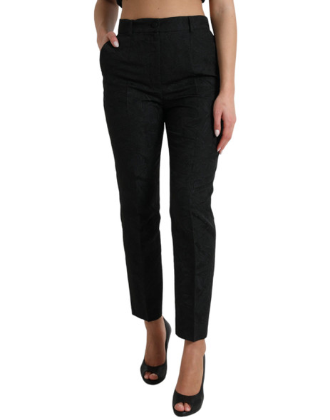 Dolce & Gabbana Black Polyester High Waist Tapered Pants Dolce & Gabbana Black Polyester High Waist Tapered Pants