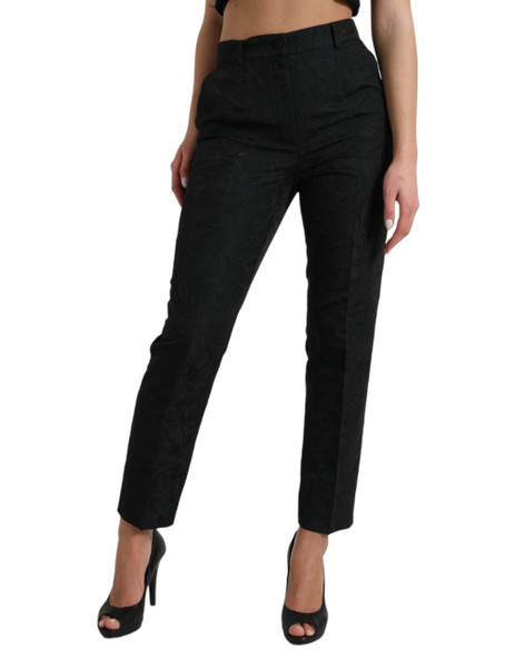 Black Polyester High Waist Tapered Pants Black Polyester High Waist Tapered Pants