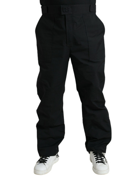 Dolce & Gabbana Black Polyester Logo Straight Pants Dolce & Gabbana Black Polyester Logo Straight Pants
