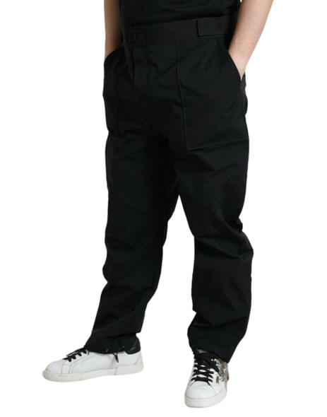 Black Polyester Logo Straight Pants Black Polyester Logo Straight Pants