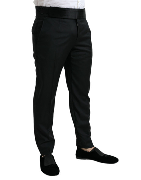 Dolce & Gabbana Black Wool Slim Fit Formal Trouser Dress Pants PAN75052# Dolce & Gabbana Black Wool Slim Fit Formal Trouser Dress Pants PAN75052#
