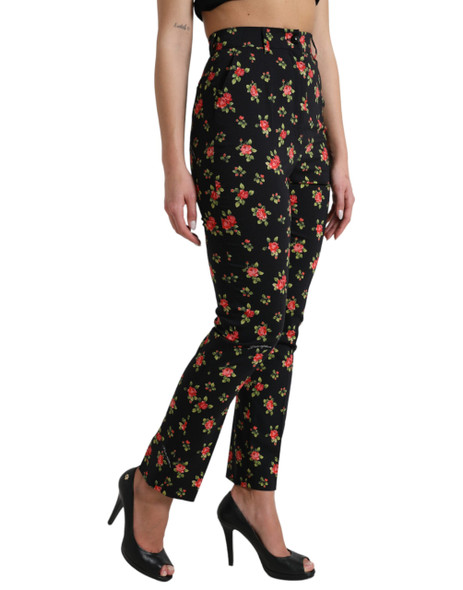 Black Floral Wool High Waist Tapered Pants Black Floral Wool High Waist Tapered Pants