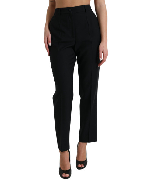 Dolce & Gabbana Black Wool High Waist Straight Pants Dolce & Gabbana Black Wool High Waist Straight Pants