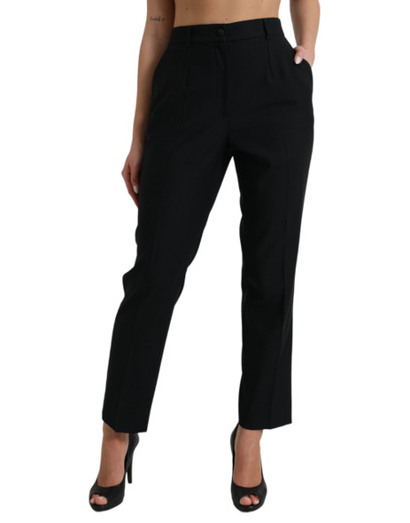 Black Wool High Waist Straight Pants Black Wool High Waist Straight Pants
