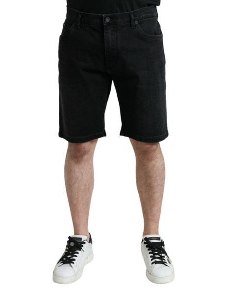 Dolce & Gabbana Black Cotton Stretch Bermuda Denim Shorts Dolce & Gabbana Black Cotton Stretch Bermuda Denim Shorts