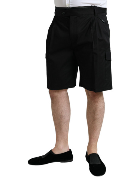 Black Cotton Stretch Cargo Bermuda Shorts Black Cotton Stretch Cargo Bermuda Shorts