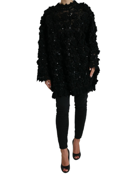 Black Sequined Embellished Pullover Sweater Black Sequined Embellished Pullover Sweater