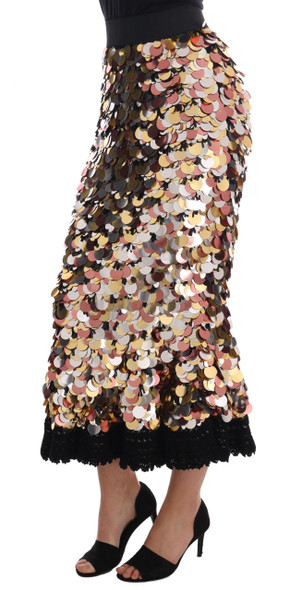 Dolce & Gabbana Gold Sequined Peplum High Waist Skirt Dolce & Gabbana Gold Sequined Peplum High Waist Skirt