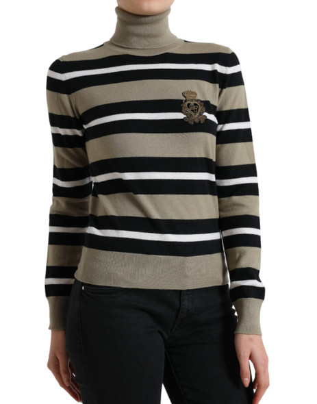 Dolce & Gabbana Multicolor Stripes Logo Turtle Neck Pullover Sweater Dolce & Gabbana Multicolor Stripes Logo Turtle Neck Pullover Sweater