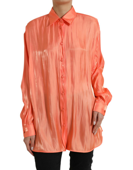 Dolce & Gabbana Peach Long Sleeve Button Down Blouse Top Dolce & Gabbana Peach Long Sleeve Button Down Blouse Top
