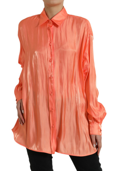 Dolce & Gabbana Peach Long Sleeve Button Down Blouse Top Dolce & Gabbana Peach Long Sleeve Button Down Blouse Top