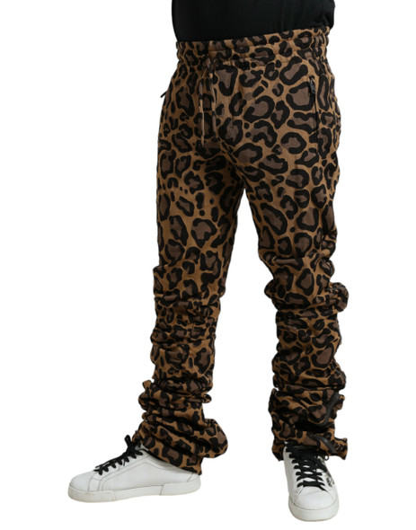 Dolce & Gabbana Brown Leopard Jacquard Jogger Pants Dolce & Gabbana Brown Leopard Jacquard Jogger Pants