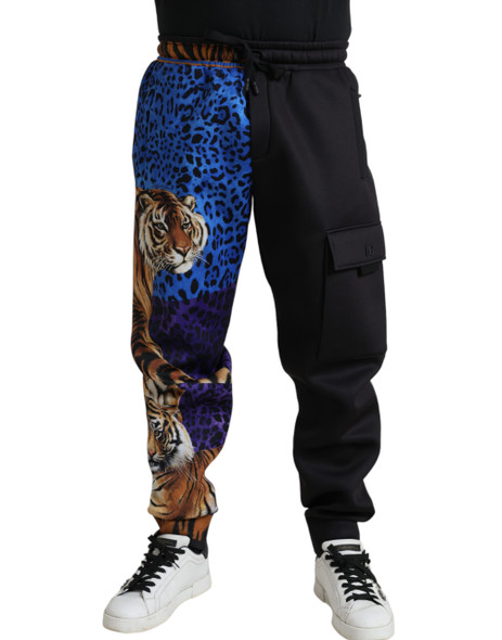 Black Tiger Print Cargo Jogger Pants Black Tiger Print Cargo Jogger Pants