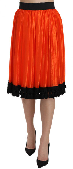 Orange High Waist Knee Length Skirt Orange High Waist Knee Length Skirt