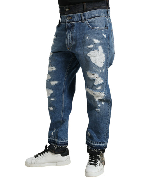 Dolce & Gabbana Blue Tattered Cotton Men Denim Jeans Dolce & Gabbana Blue Tattered Cotton Men Denim Jeans