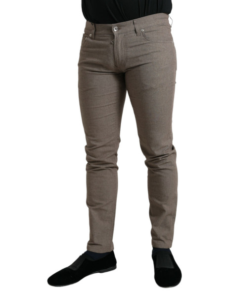 Brown Cotton Stretch Skinny Men Pants Brown Cotton Stretch Skinny Men Pants
