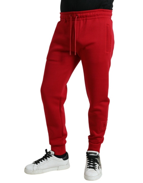Red Cotton Blend Skinny Jogger Pants Red Cotton Blend Skinny Jogger Pants