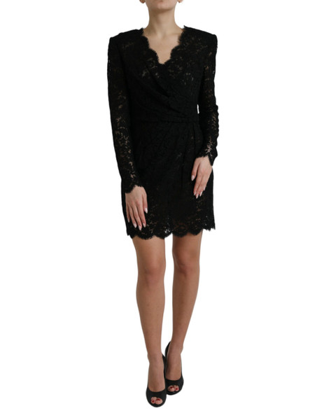 Dolce & Gabbana Black Bodycon Lace Cotton Sheath Mini Dress Dolce & Gabbana Black Bodycon Lace Cotton Sheath Mini Dress